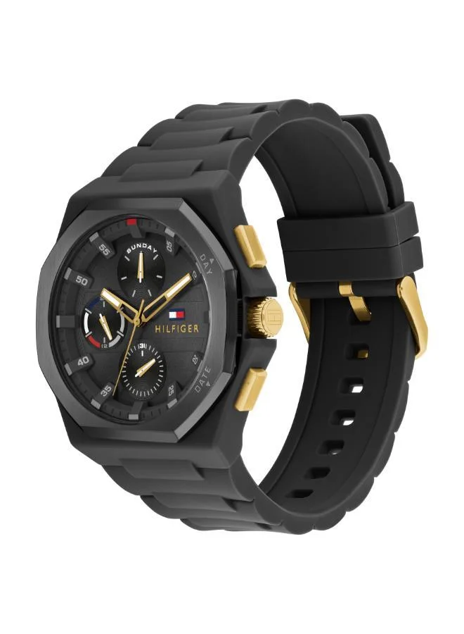 TOMMY HILFIGER Mens Analog Multifunction Quartz Watch With Black Silicone Bracelet - 1792120